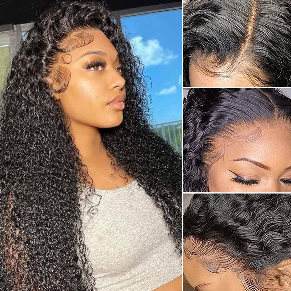 ZSF WholeSale Colored brazilian Virgin Hair Kinky Curly Transparent/HD Swiss Lace Closure Full Lace Wigs For Black Women