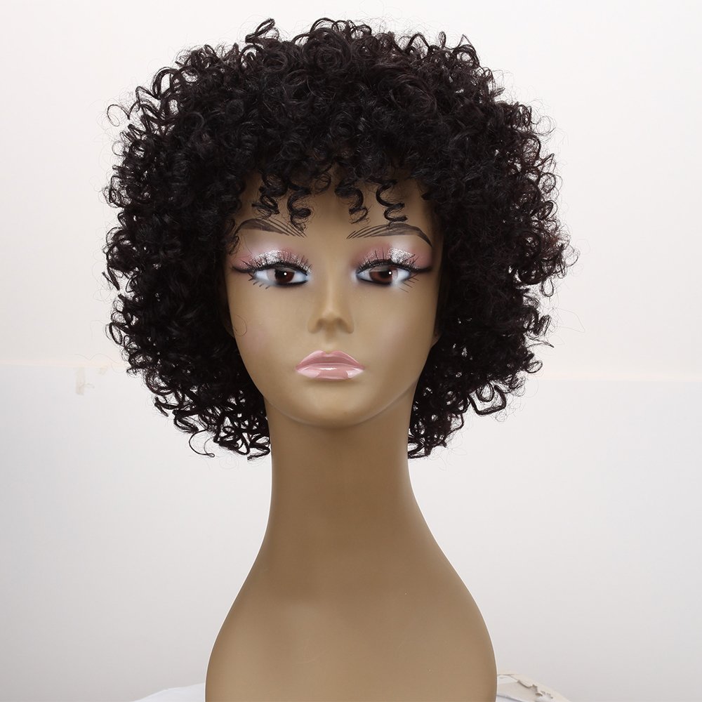 Rebecca Vendor wholesale hot selling Short Afro Kinky Curly Bob Wigs No Lace Front Human Hair Wigs For Black Women