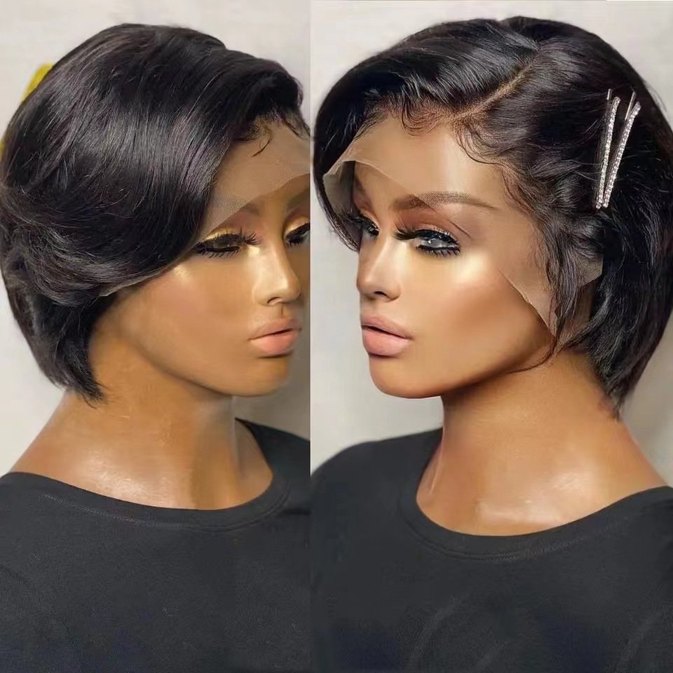 Original 100% Human Hair Wigs Full Frontal Pixie Cut Good Price Raw Vietnamese Hair