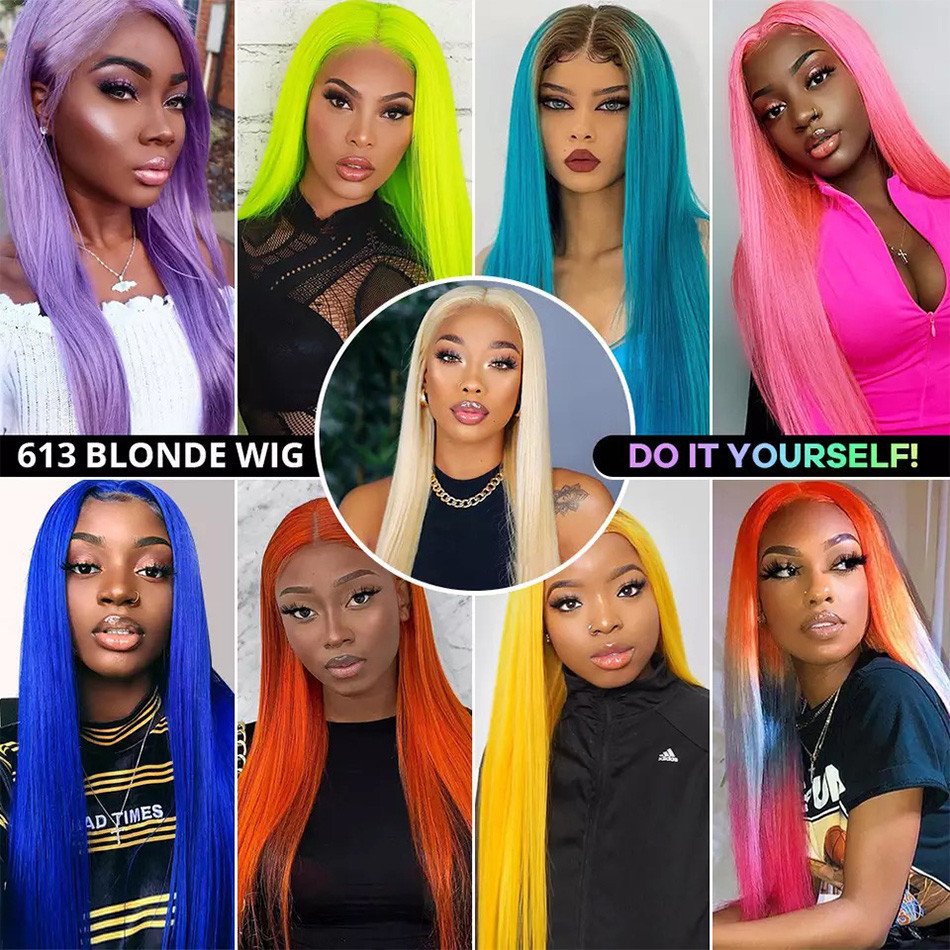 Cheap 613 Honey Blonde Lace Front Wigs Colored HD Lace Frontal Wig Bone Straight 613# Full Lace Human Hair Wigs For Black Women
