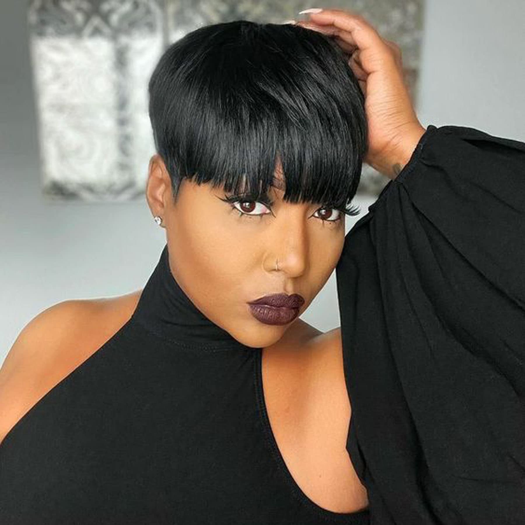 Short Bob Wigs Human Hair Lace Front Peruvian Virgin Hair Short Pixie Cut Wig Full Lace Human Hair Wigs For Black Women