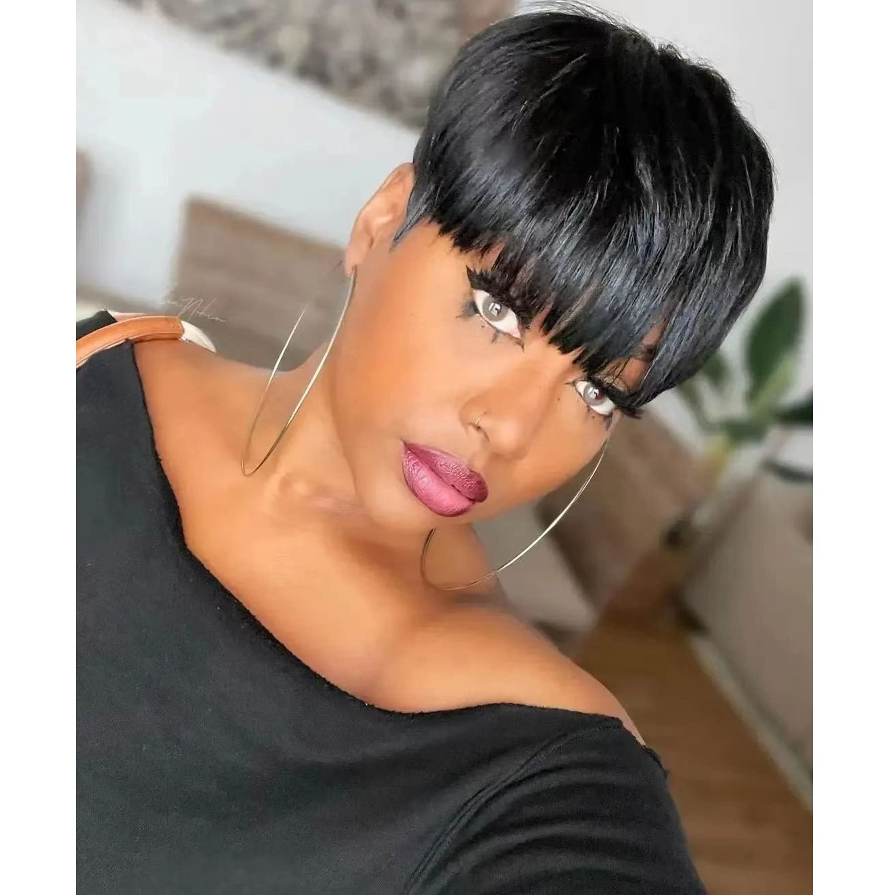 Short Bob Wigs Human Hair Lace Front Peruvian Virgin Hair Short Pixie Cut Wig Full Lace Human Hair Wigs For Black Women