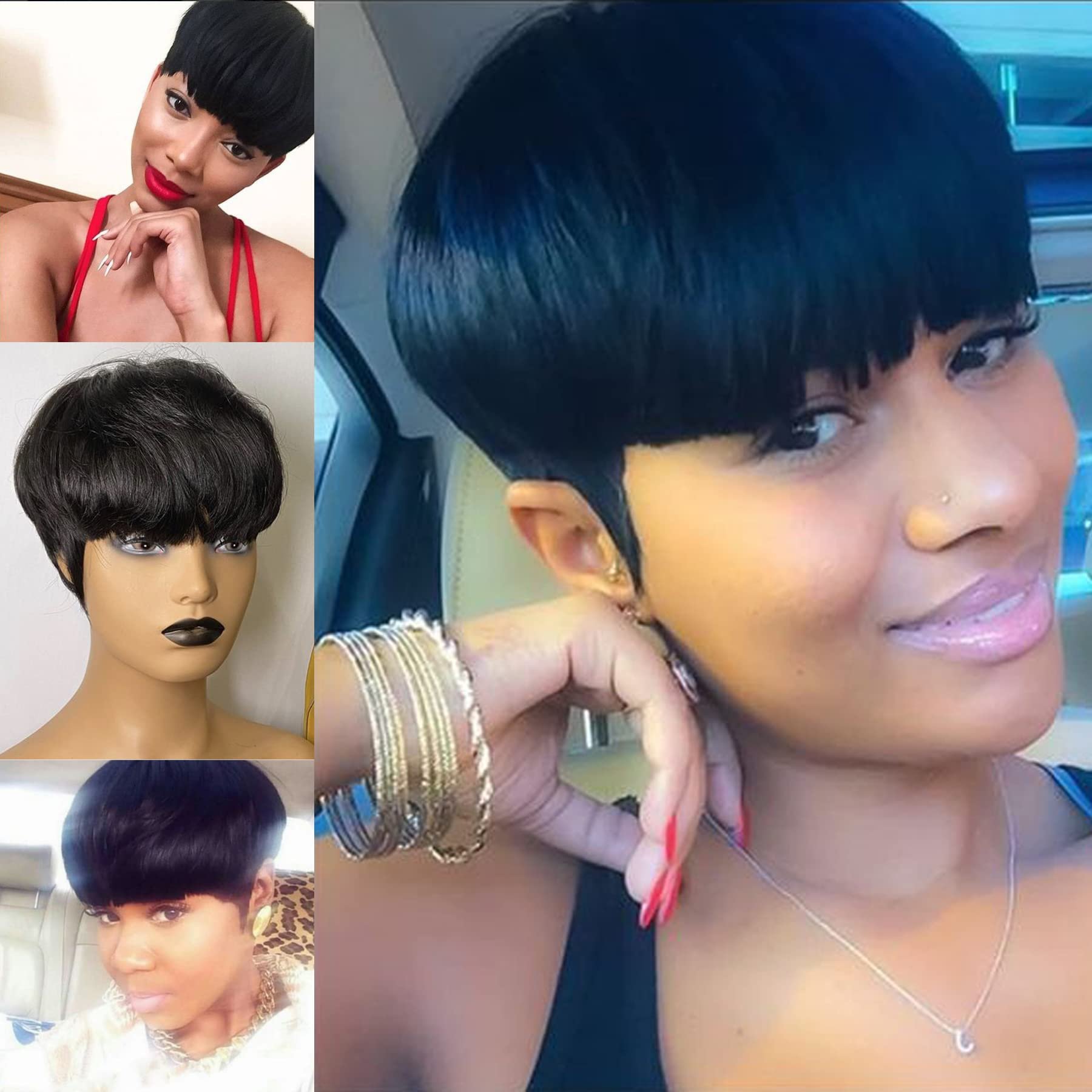 Short Bob Wigs Human Hair Lace Front Peruvian Virgin Hair Short Pixie Cut Wig Full Lace Human Hair Wigs For Black Women