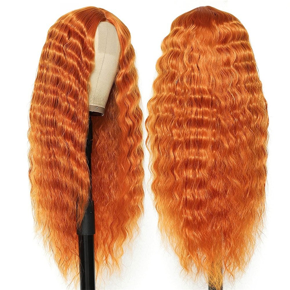 Synthetic hair 28inches Deep Wave small lace front wigs water wave glueless middle part Hand Tied Wig manufacturer cheap wigs