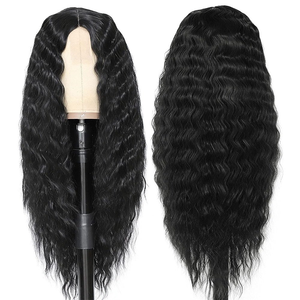 Synthetic hair 28inches Deep Wave small lace front wigs water wave glueless middle part Hand Tied Wig manufacturer cheap wigs