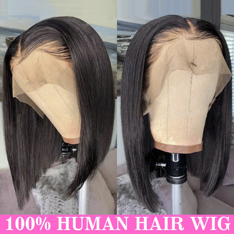 Wholesale Peruvian Bob Human Hair Wig Transparent Glueless Virgin Curly Bob Wigs Cheap 13*4 Lace Closure Short Bob Wig