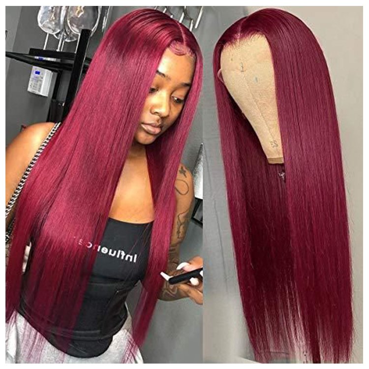 30 Inch 99j Human Hair Wig Burgundy Colorful Lace Frontal Wig Lace Front Colored Wigs 99j Ombre Deep Wave Swiss Lace Transparent