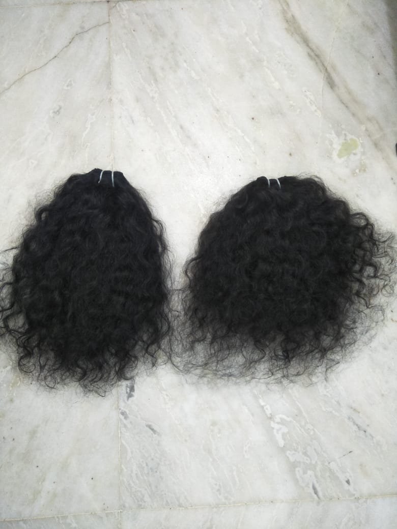 Natural Deep Curly Genius Weft Raw Indian Unprocessed Tirupati Temple Human Hair Single Donor directly from India Factory