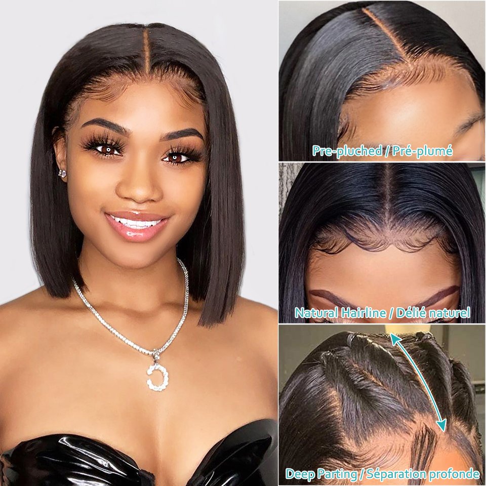 Natural Silky Straight Short Bob Wigs Human Hair Lace Front Cheap Full Lace Human Hair Wigs For Black Women Hd Lace Frontal Wig
