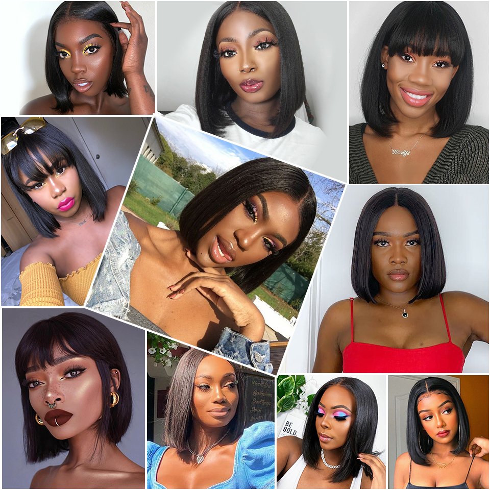 Natural Silky Straight Short Bob Wigs Human Hair Lace Front Cheap Full Lace Human Hair Wigs For Black Women Hd Lace Frontal Wig