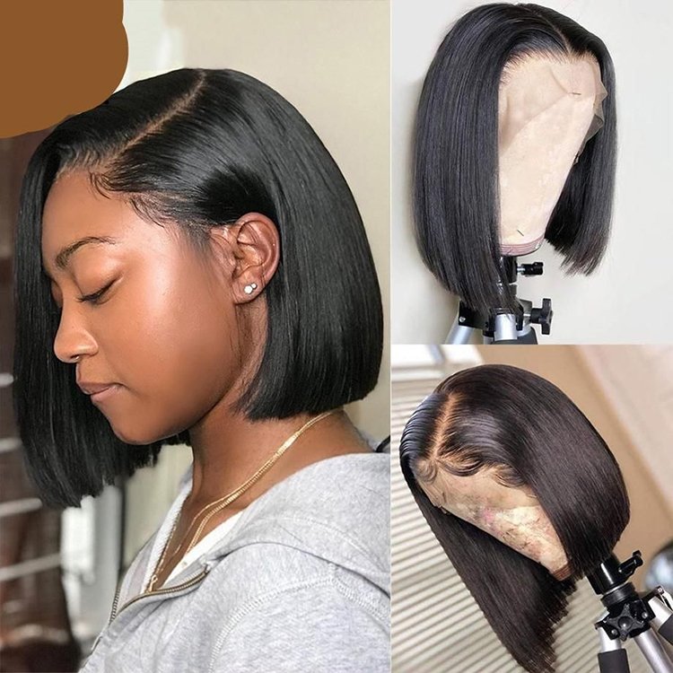 Already made glueless full hd lace bob wigs preplucked precut double drawn bone straight vietnam human hair wigs
