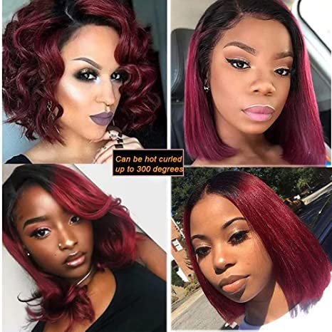 150% Ombre Blonde Lace Front Human Hair Wig Straight Remy 1B/613 Colored Virgin Human Hair Bob Wigs perruques-naturel cheveux hu