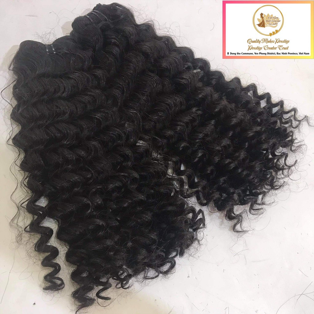 Vietnam Hair Concept's Black Virgin Curly Hair Weft Extension 8 Inches Raw Human Hair Bundle Wave Style