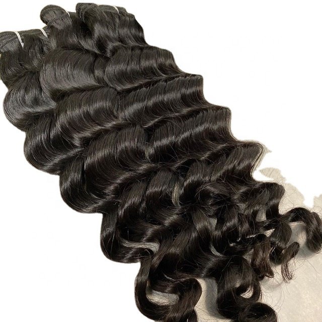 Factory Price Raw Virgin Indian natural curly hair extension Double Drawn Bone Straight Hair Bundles