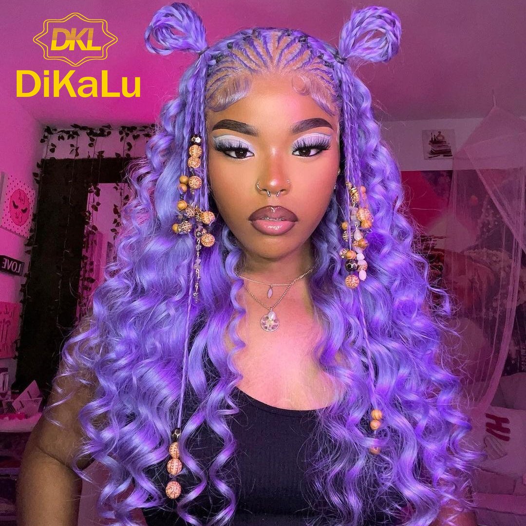 Light Purple HD Transparent Lace Wigs Deep Wave Lace Front Human Hair Wigs Brazilian Virgin Hair 180% For Black Women 8-40 Inch