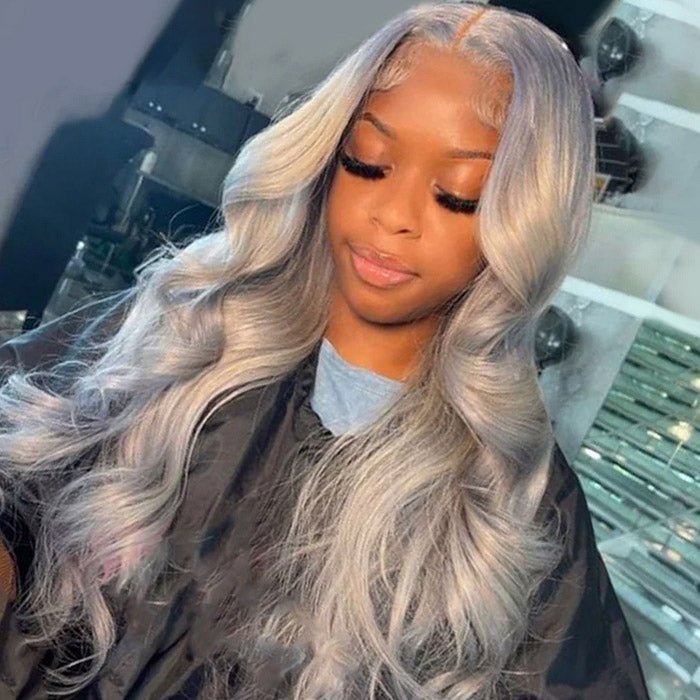 150% 180% Density HD Full lace Human Hair Wig grey body wave Virgin Human Hair Lace Front Wig for Black Women