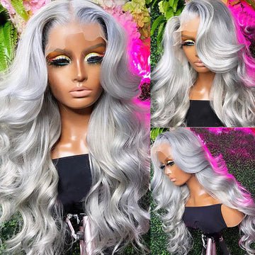 150% 180% Density HD Full lace Human Hair Wig grey body wave Virgin Human Hair Lace Front Wig for Black Women