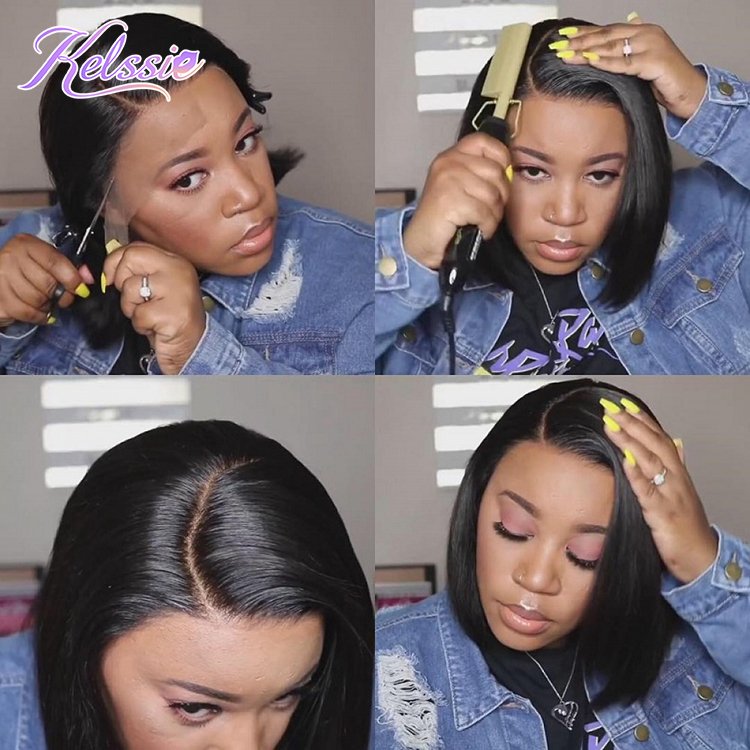 Cheap Price 13x4 Short Bob Human Hair Wig,10-14inch Transparent Full Lace Bob Human Hair,Lace Front Closure Short Bob Wig