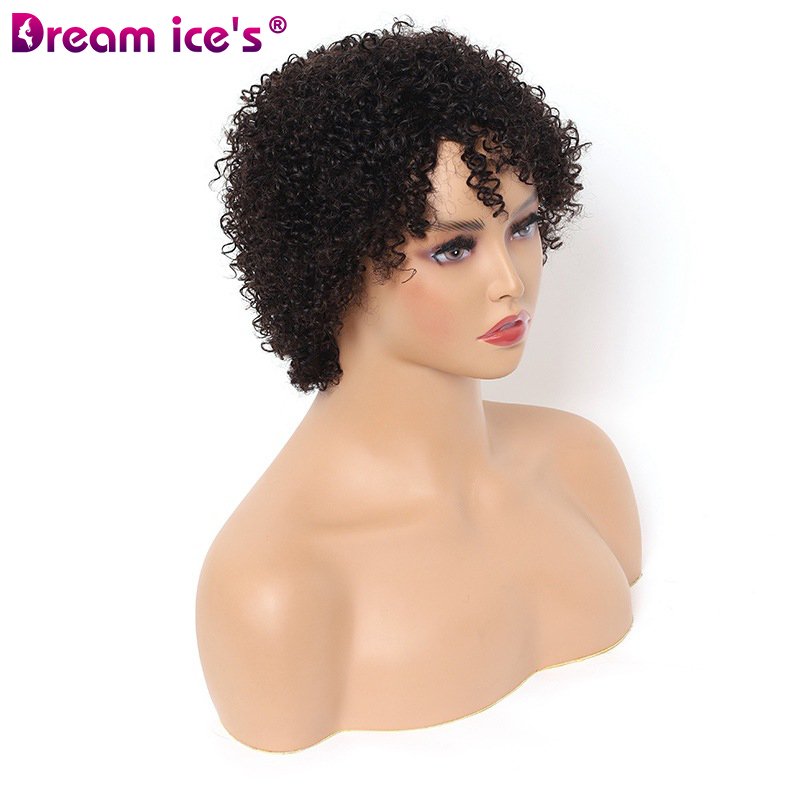 Mongolian Afro Kinky Wigs For Black Women,Virgin Curly Wigs With Bang Human Hair,Wholesale Price Machine Made Human Hair Wig