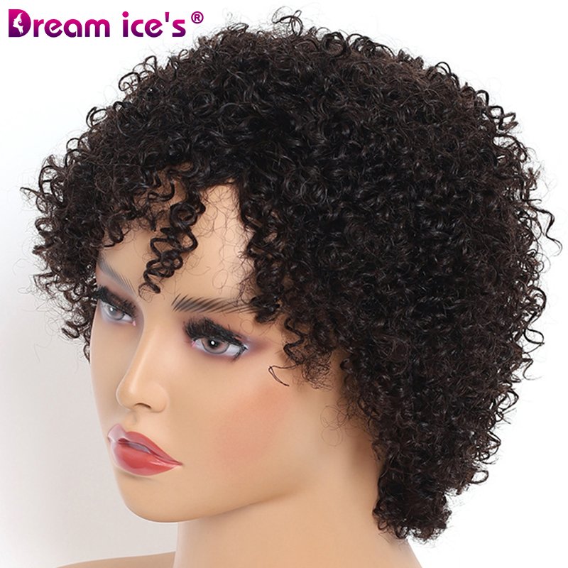 Mongolian Afro Kinky Wigs For Black Women,Virgin Curly Wigs With Bang Human Hair,Wholesale Price Machine Made Human Hair Wig