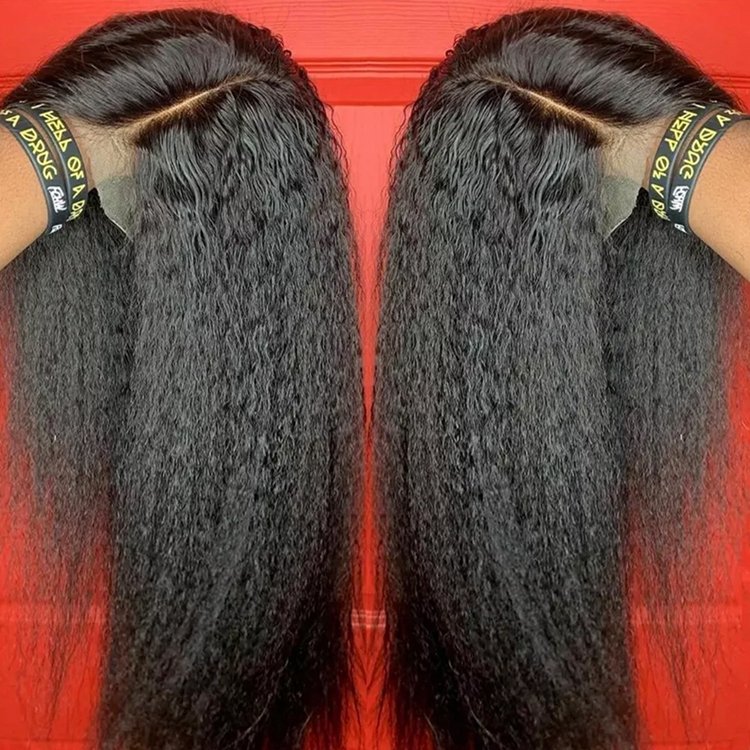 Human Hair Wigs Pre Plucked With Baby Hair,Brazilian Remy Yaki Lace Frontal Wigs Wigs,Kinky Straight Frontal Wig 13x4 Lace Front