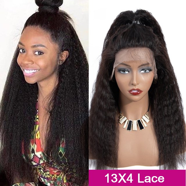 Human Hair Wigs Pre Plucked With Baby Hair,Brazilian Remy Yaki Lace Frontal Wigs Wigs,Kinky Straight Frontal Wig 13x4 Lace Front