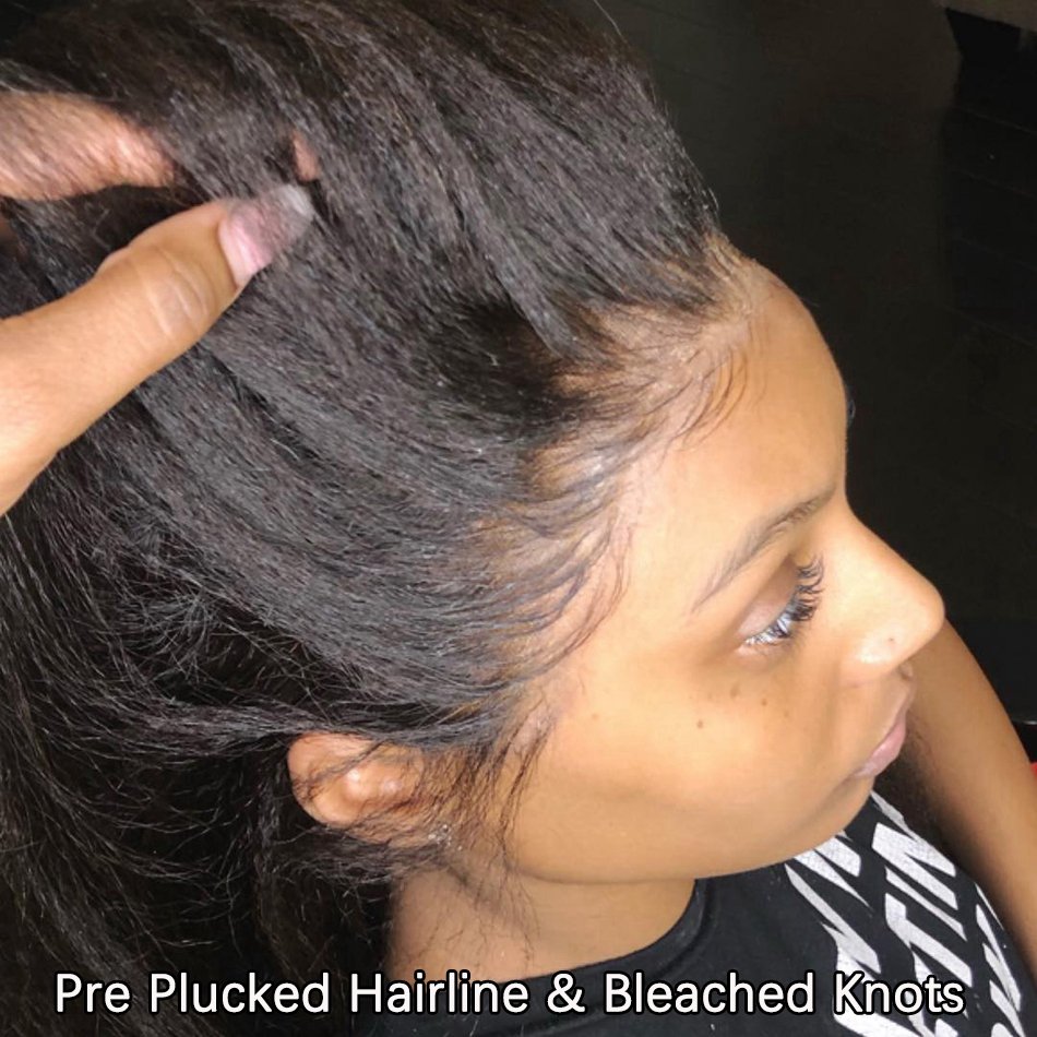Human Hair Wigs Pre Plucked With Baby Hair,Brazilian Remy Yaki Lace Frontal Wigs Wigs,Kinky Straight Frontal Wig 13x4 Lace Front
