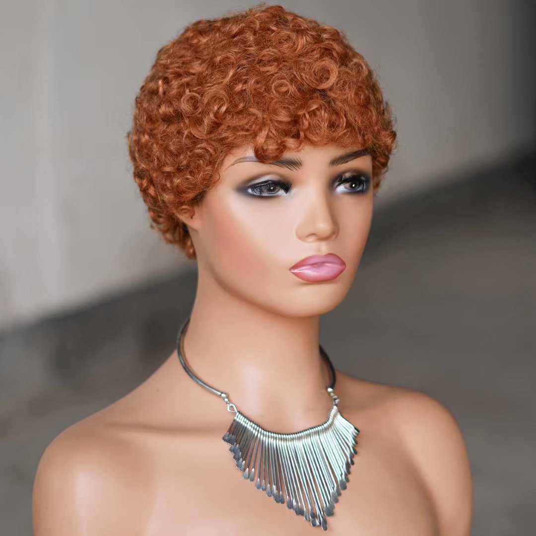 Cheap Pixie curly short wigs wholesale 100%human hai wigs hot selling full mechanism for non-lace wigsCurly curls