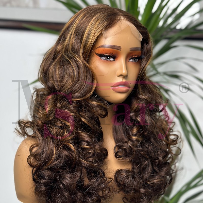 Cheap 4x4 Glueless Lace Closure Funmi Bouncy Curl Human Hair Wigs 12A Grade Double Drawn Cuticle Aligned Raw Virgin Hair Wigs