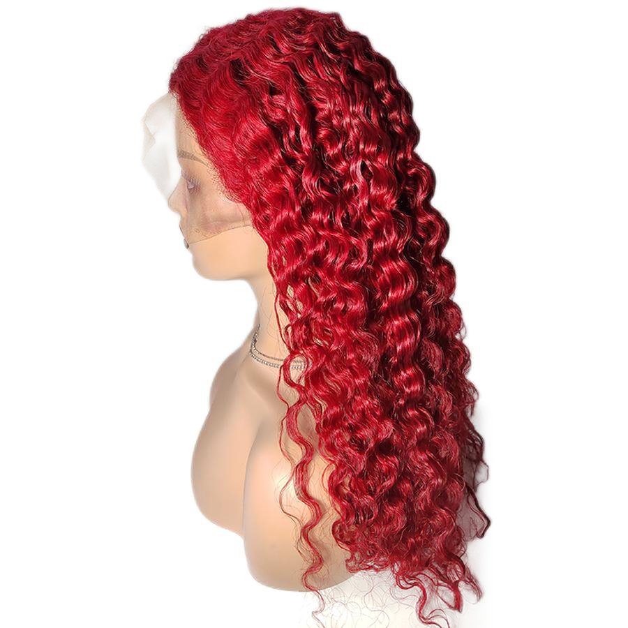 99J Burgundy Color Deep Wave 13x4 Lace Front Wigs 150% 180% 200% Density Red Wine Wigs Pre-Plucked Brazilian Human Hair Wigs