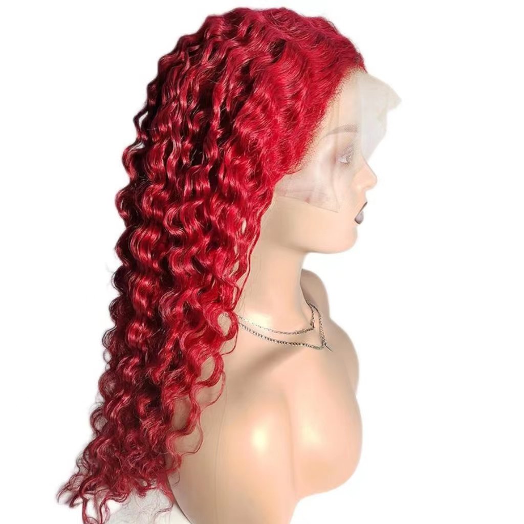 99J Burgundy Color Deep Wave 13x4 Lace Front Wigs 150% 180% 200% Density Red Wine Wigs Pre-Plucked Brazilian Human Hair Wigs