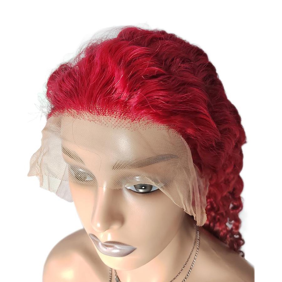 99J Burgundy Color Deep Wave 13x4 Lace Front Wigs 150% 180% 200% Density Red Wine Wigs Pre-Plucked Brazilian Human Hair Wigs