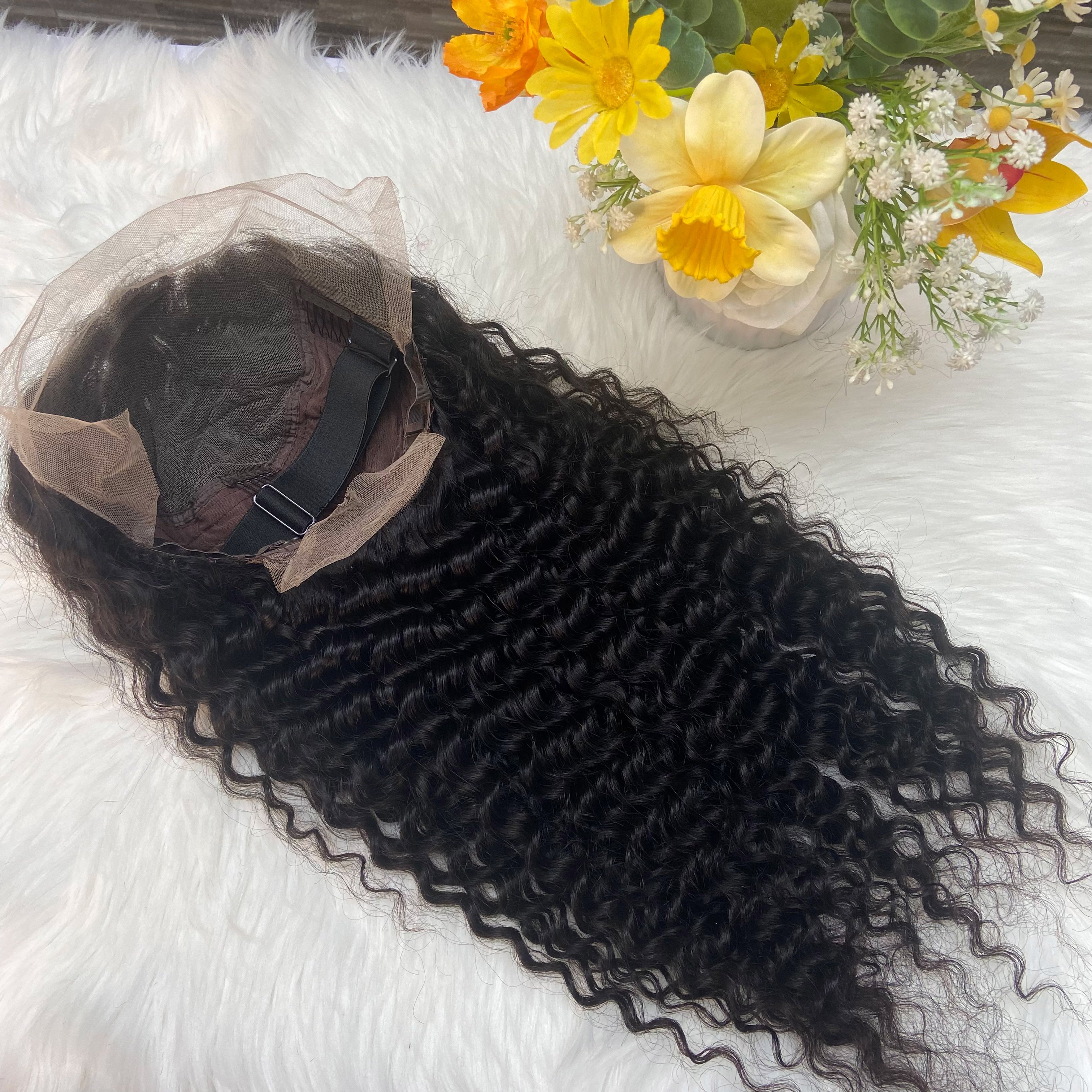 Vietnamese Wig Deep Wave 13x4 Transparent Lace Frontal Wigs Remy Human Hair Wigs Natural Color for Black Women