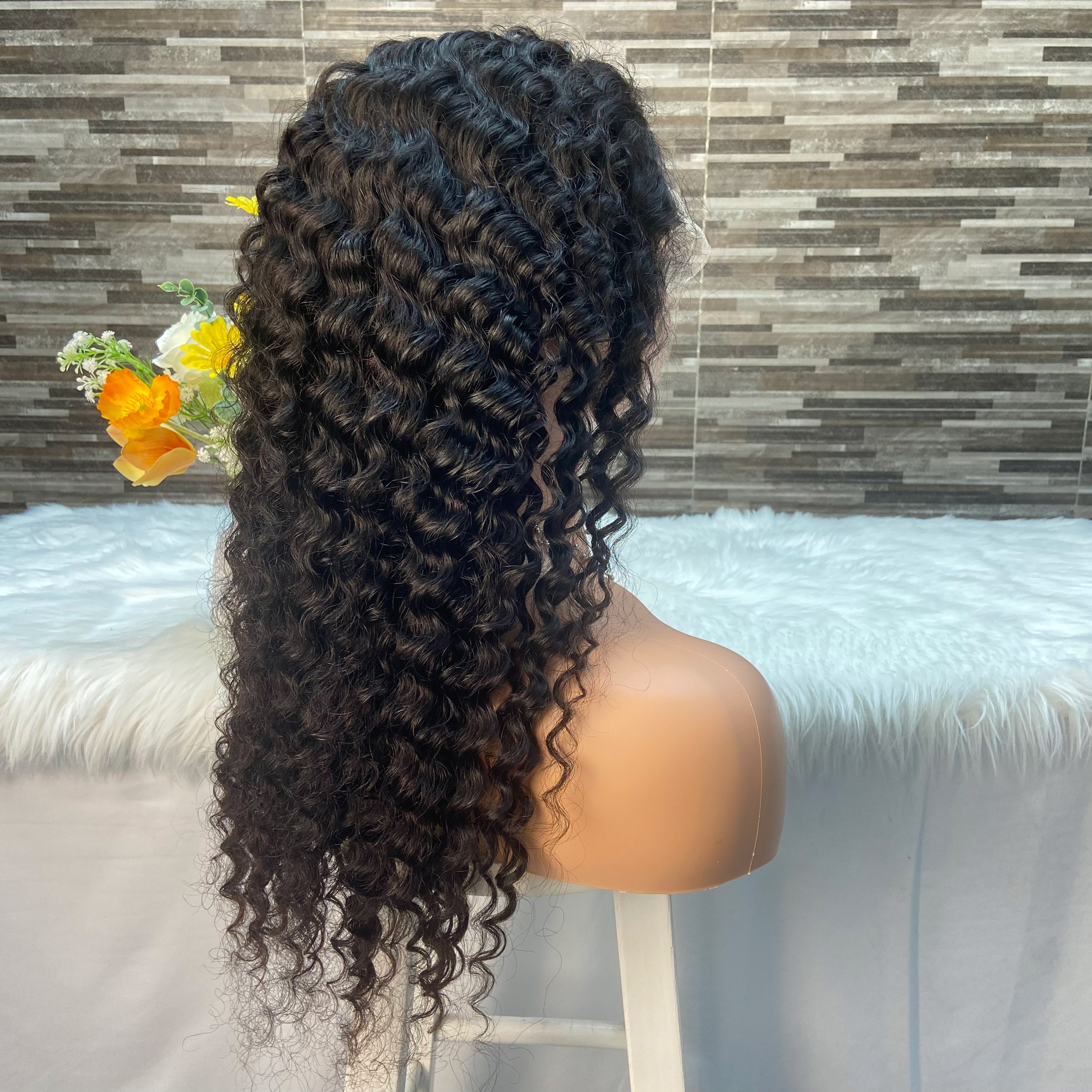 Vietnamese Wig Deep Wave 13x4 Transparent Lace Frontal Wigs Remy Human Hair Wigs Natural Color for Black Women