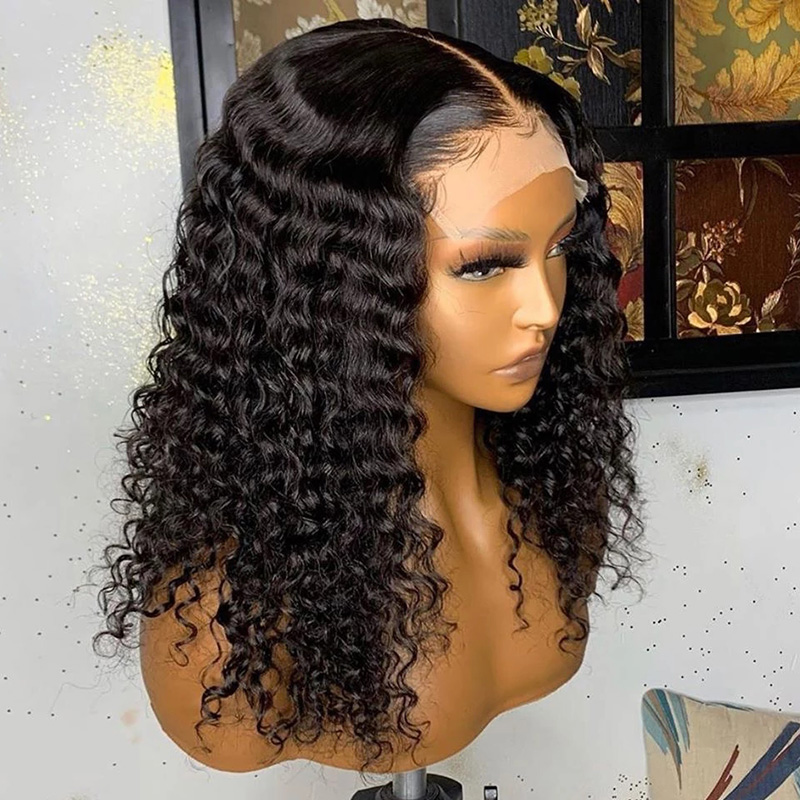 13x4 Full Frontal Wigs Human Hair 100% Cuticle Aligned Hair Glueeless Deep Curly Wigs Pre Plucked for Woman