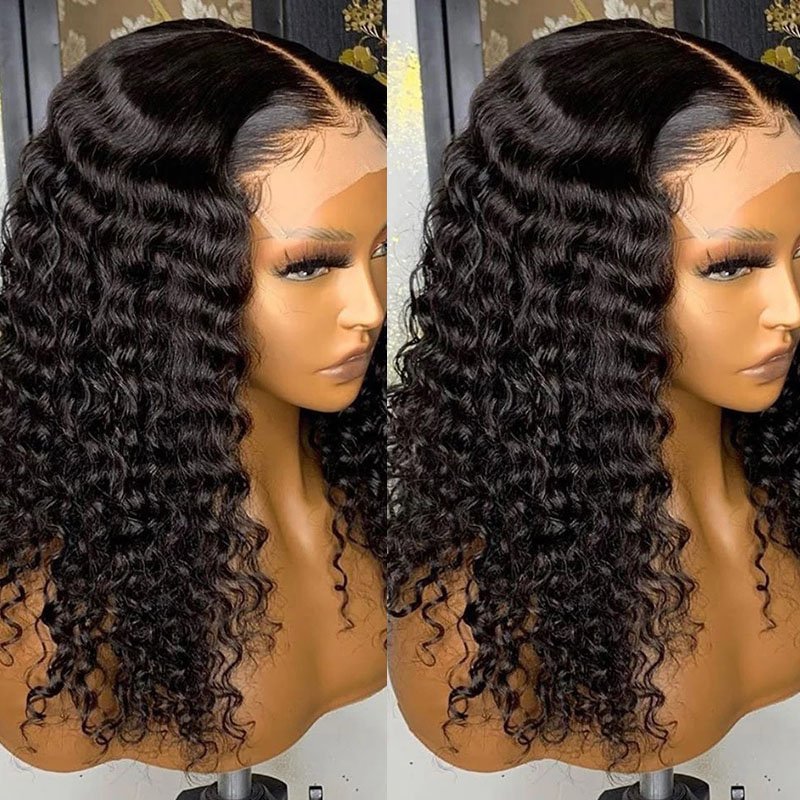 13x4 Full Frontal Wigs Human Hair 100% Cuticle Aligned Hair Glueeless Deep Curly Wigs Pre Plucked for Woman