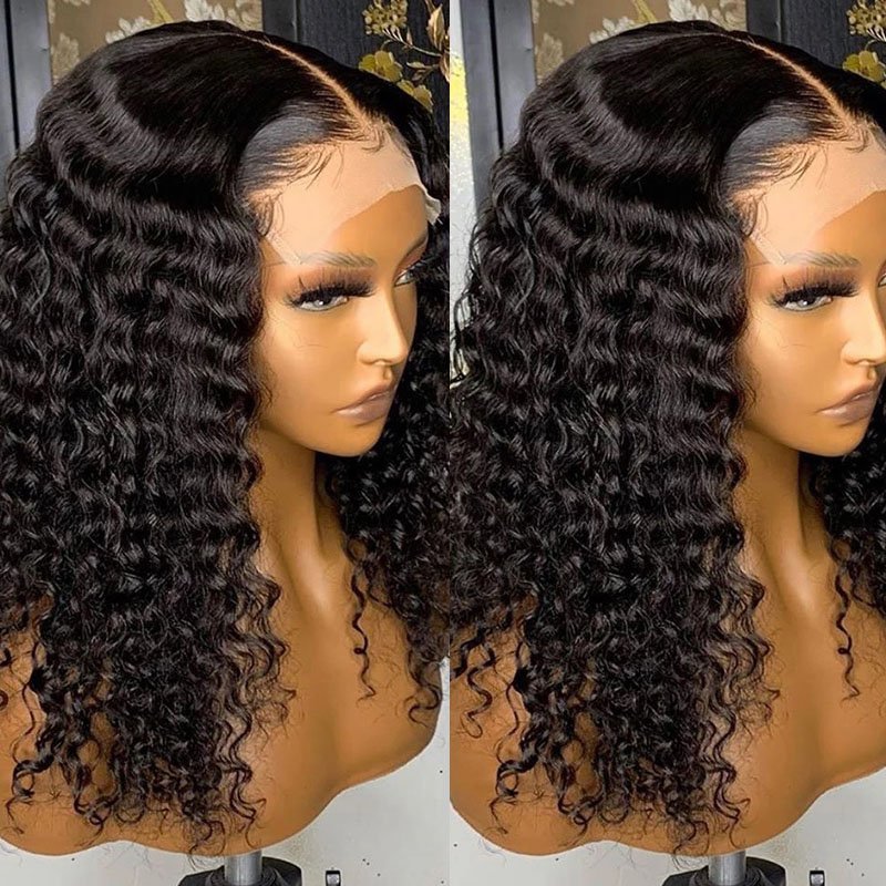 13x4 Full Frontal Wigs Human Hair 100% Cuticle Aligned Hair Glueeless Deep Curly Wigs Pre Plucked for Woman