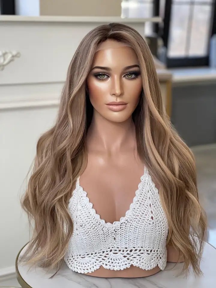Highlight Brown Glueless 13*4 Lace Front Wig 100% Top Quality European Virgin Human Hair Invisible HD Hairline Wigs For Woman
