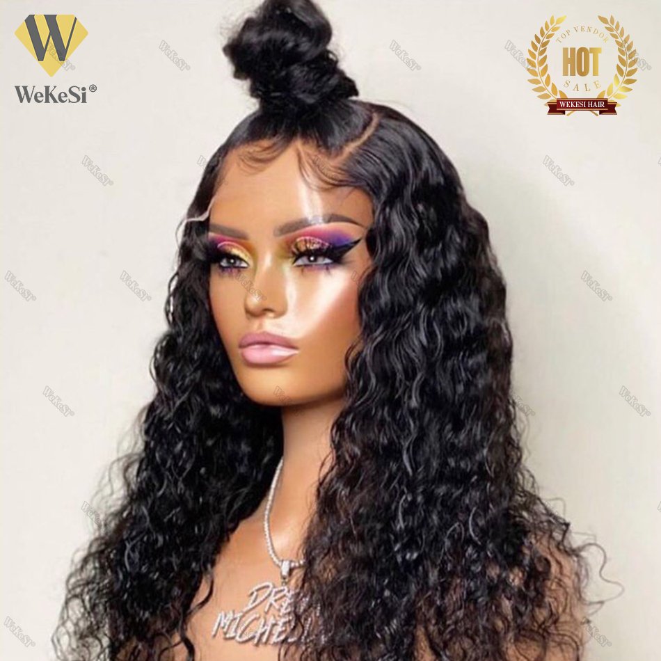 Cambodian 360 Lace Front Wigs Human Hair bundl,Gluless Raw Vietnamese Perruques Virgin Water Wave Curly Glueless Human Hair Wigs