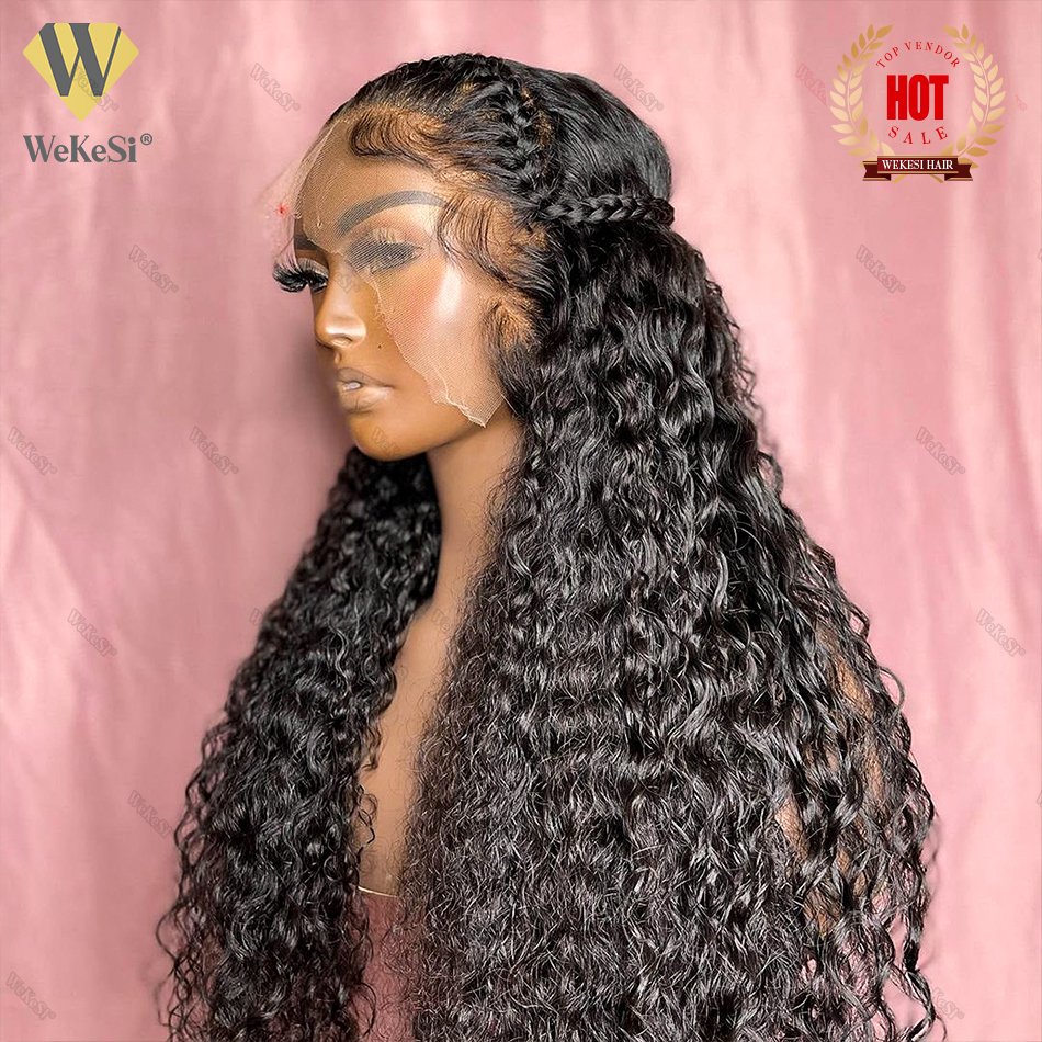 Cambodian 360 Lace Front Wigs Human Hair bundl,Gluless Raw Vietnamese Perruques Virgin Water Wave Curly Glueless Human Hair Wigs