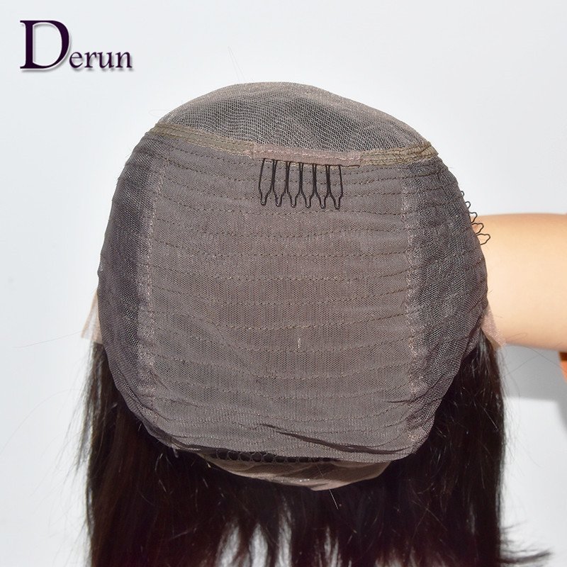 Derun HAIR FACTORY New Design virgin cuticle aligned Brazilian human hair bang wigs, short bob lace front fringe bang wigs