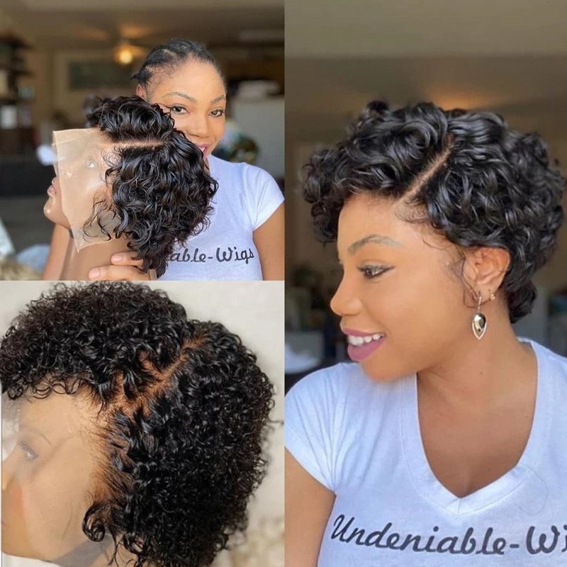 Cheap Transparent Lace Front Wig Short Bob Pixie Cut Human Hair Wig Vendor Hd Full Lace Frontal Closure Wigs For Black Women