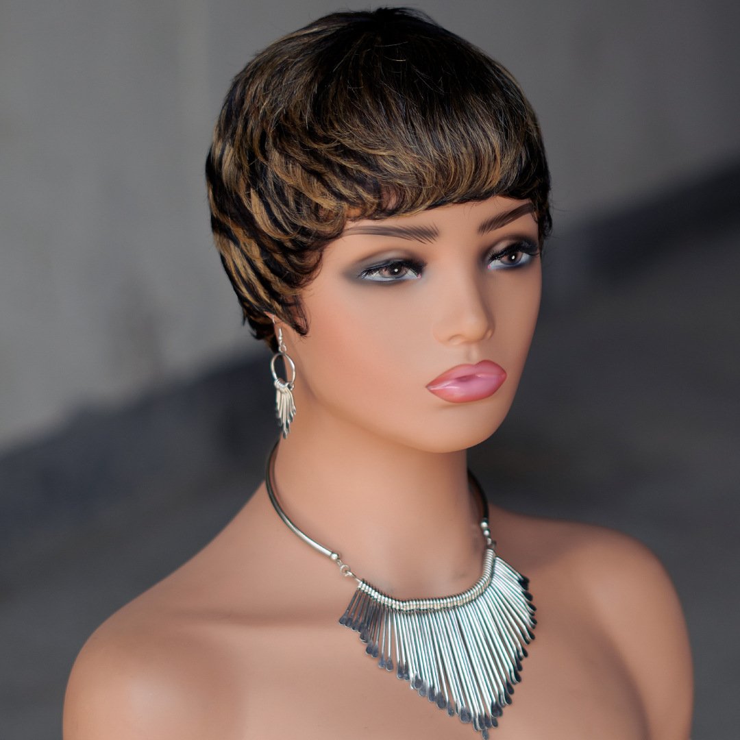 Short Pixie Cut Human Hair Wigs Short Bob Wigs for Black Womens Machine Made Natural Color Cheap Glueless Wigs Human Hair