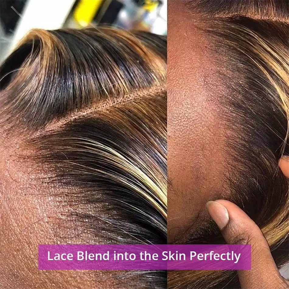 Cheap Colored Highlight Human Hair Lace Front Wigs Hd Lace Frontal Wig Vendor 4/27 Bone Straight Human Hair Wigs For Black Women