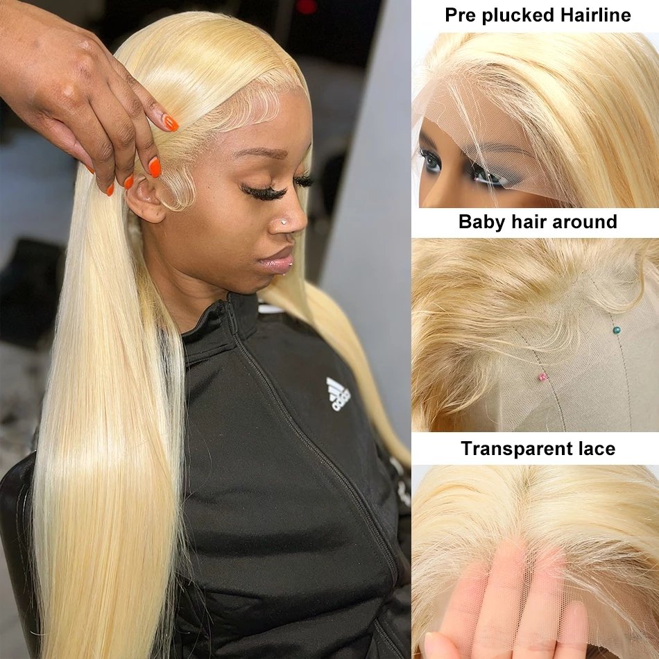 Pre Pluck Lace Front Wigs Vendors,Bone Straight 613 Human Hair HD Full Lace Wig With Baby Hair,Full Lace Human Hair Wig