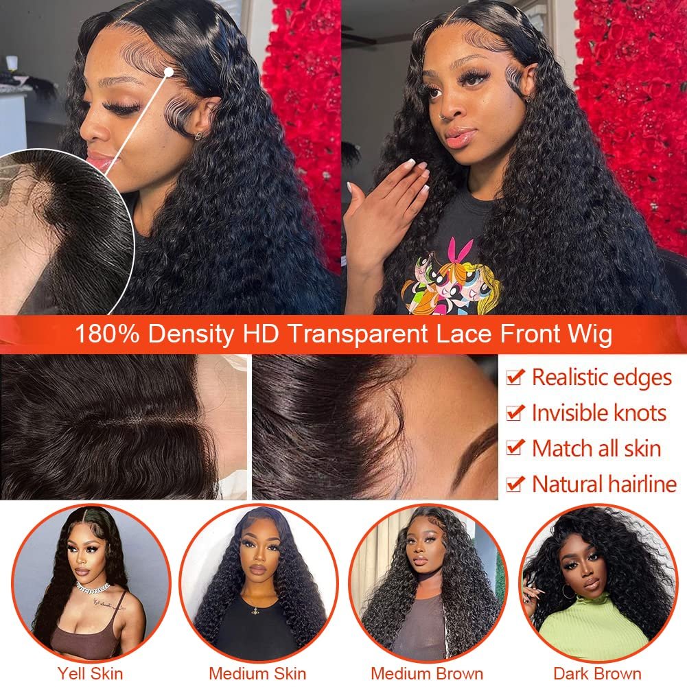 13X4 water wave wig Glueless hd lace wig Vendor Unprocessed Brazilian pre plucked real human hair wig