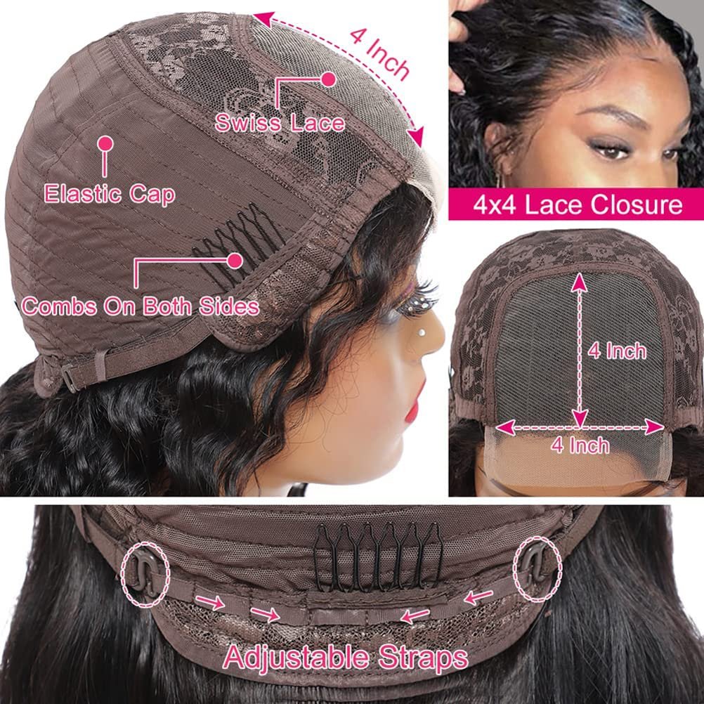 Deep Wave Lace Front Wigs Human Hair for Women Brazilian Deep Wave Human Hair Wigs Pre Plucked Hairline Natural Color