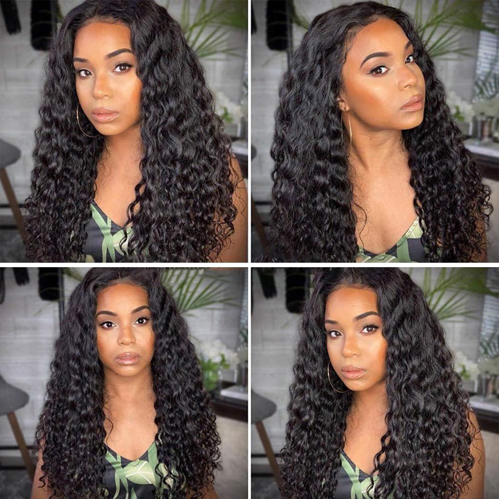 Deep Wave Lace Front Wigs Human Hair for Women Brazilian Deep Wave Human Hair Wigs Pre Plucked Hairline Natural Color