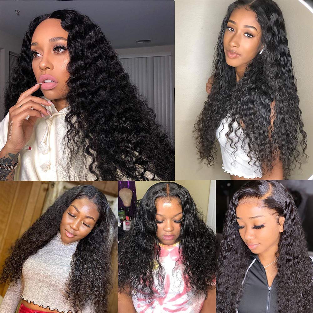 Deep Wave Lace Front Wigs Human Hair for Women Brazilian Deep Wave Human Hair Wigs Pre Plucked Hairline Natural Color