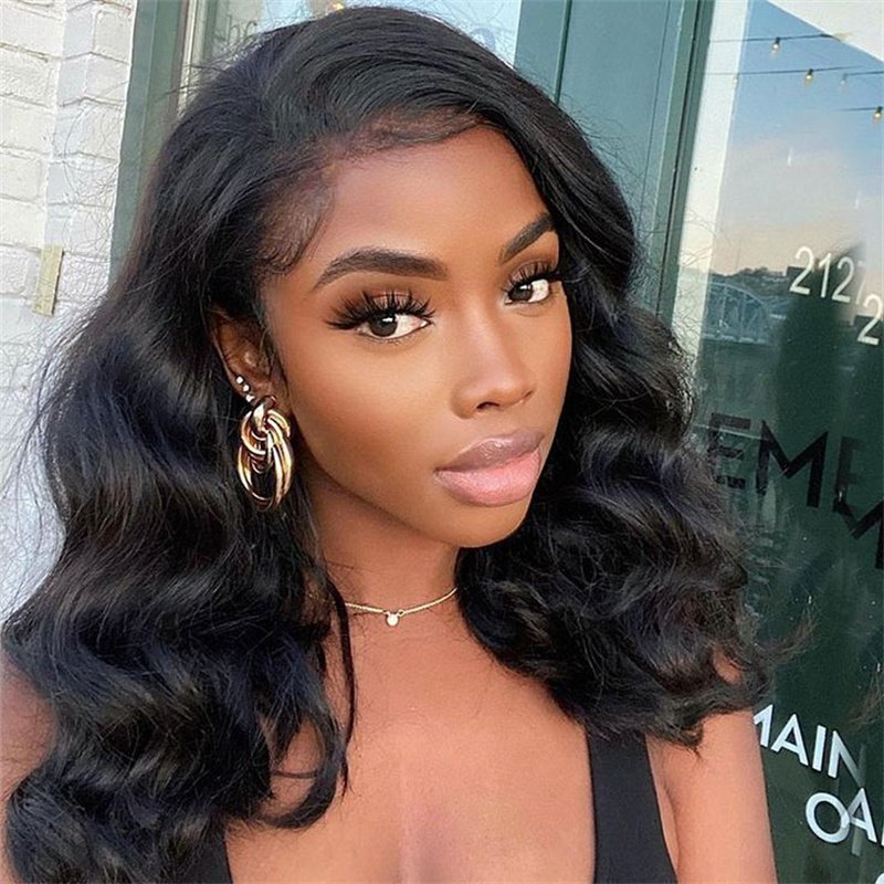 Pre Plucked Body Wave Short Bob Human Hair Wigs,Top Quality Transparent Lace Front Wig,Brazilian Human Hair Wigs for black Women